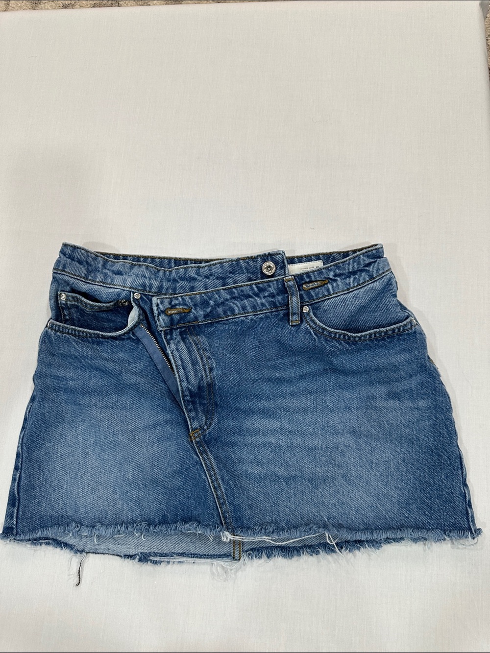 Zara Blue Denim Mini Skirt with Raw Hem